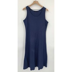 Cut Loose Dress Womens Small Blue Sleeveless Midi Linen Cotton Made USA